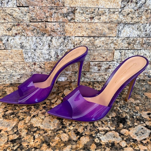 Gianvito Rossi Glass & Vernice Mules in Purple - Picture 3 of 8